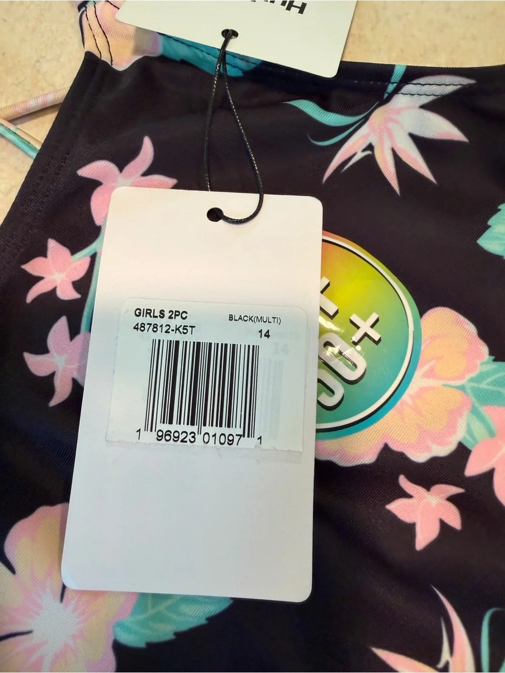 Hurley Girls 2-Piece Floral Tankin Set Black Multi UPF 50+ Size 14